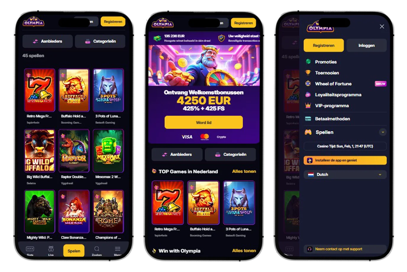 WinOlympia Casino Mobiele versie en app